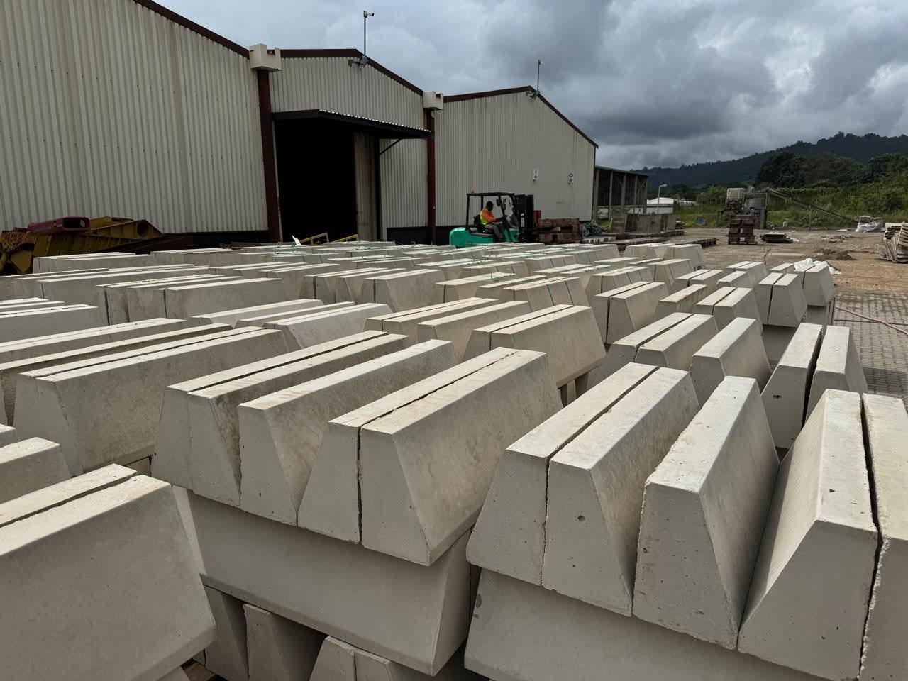 Concrete kerbs in stock at the manufacturing yard